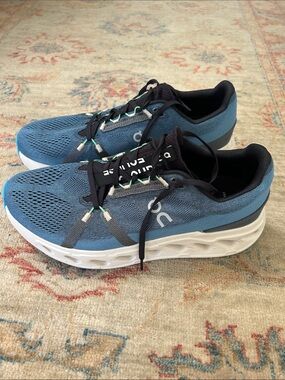 On Running Black Interior Running Shoe with Blue Tongue Trim